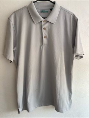 Cubavera Men's Light Gray Polo with Wood-Tone Buttons